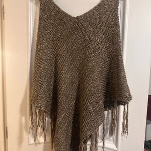 Cozy Brown Knit Sweater Poncho